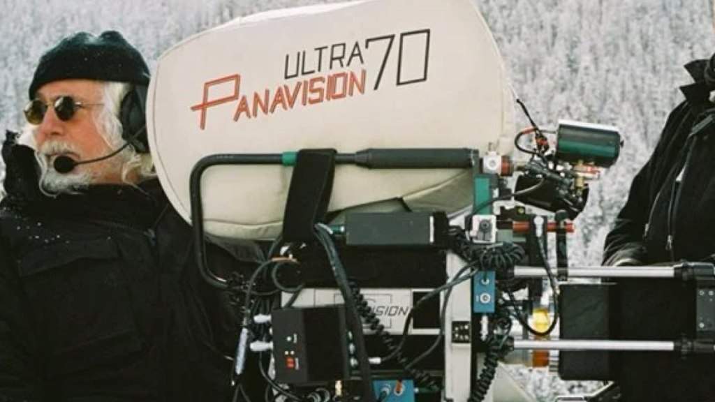 Ultra Panavision 70 lens on The Hateful Eight set